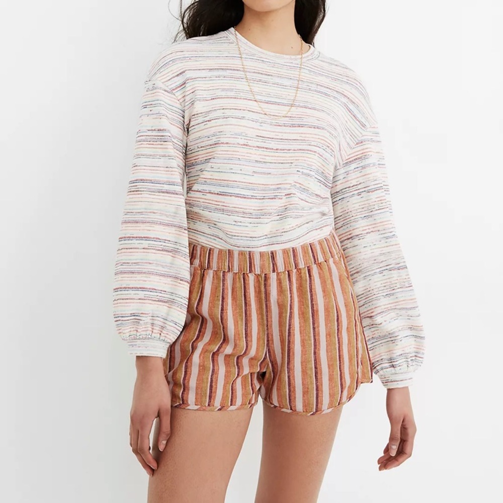 Madewell Striped Pull On Shorts with pockets